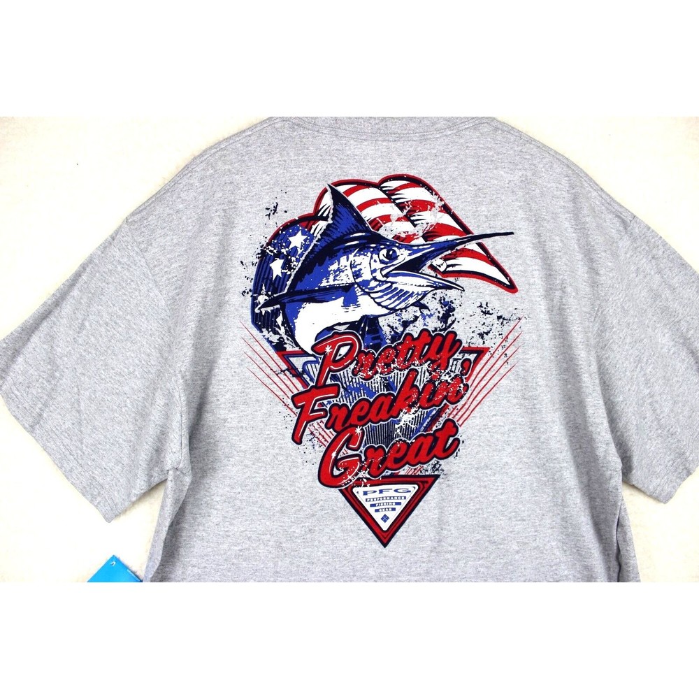 Columbia Performance Fishing Gear Men's Grey Short Sleeve Tee X-Large NWT Logo